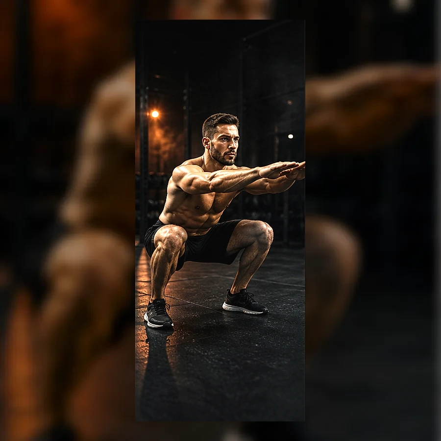 Athlete performing air squat