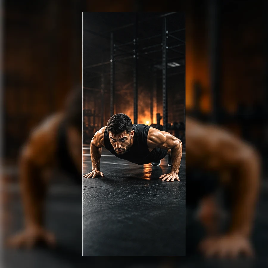 Athlete performing push-up